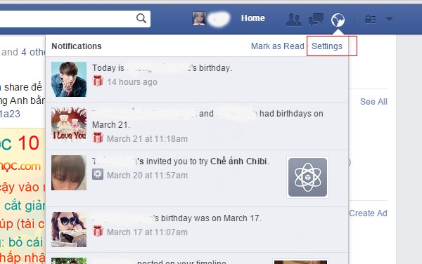 Lam the nao de tat thong bao sinh nhat tren Facebook?