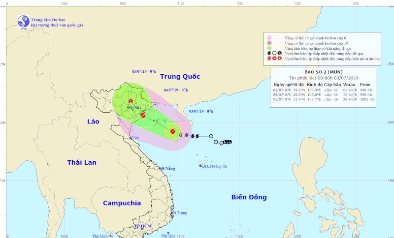 Bao Mun giat cap 11 dang huong thang Quang Ninh va Ninh Binh