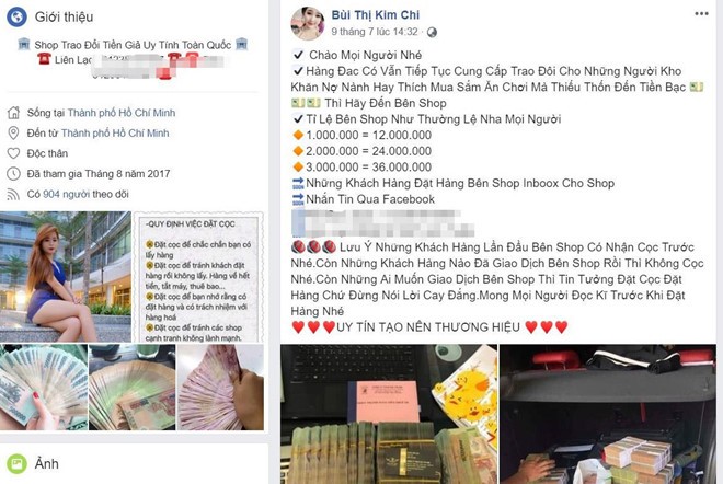 Mua ban tien gia nhan nhan tren mang xa hoi