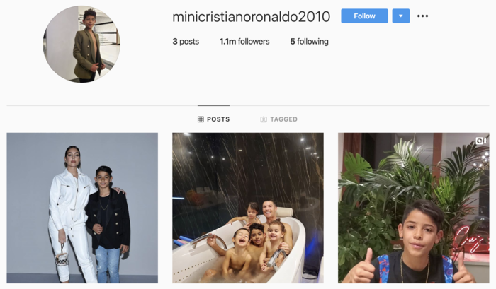 Chuan con trai Ronaldo: Tao Instagram 1 ngay da can moc trieu follow