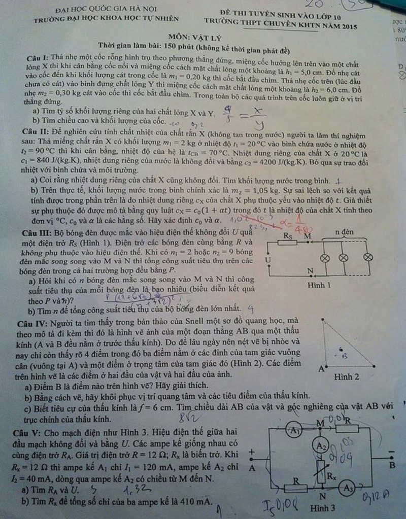 De thi tuyen sinh vao lop 10 mon Vat Ly DH KHTN nam 2015