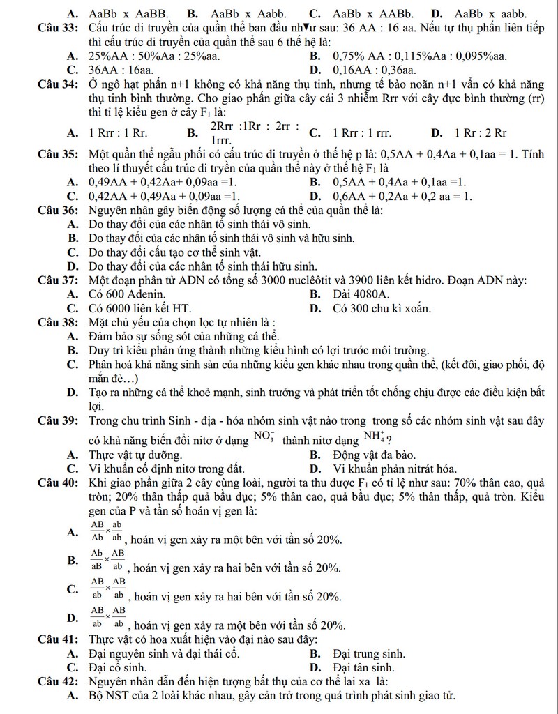 De thi thu THPT quoc gia 2015 mon Sinh hoc THPT Nguyen Binh-Hinh-4