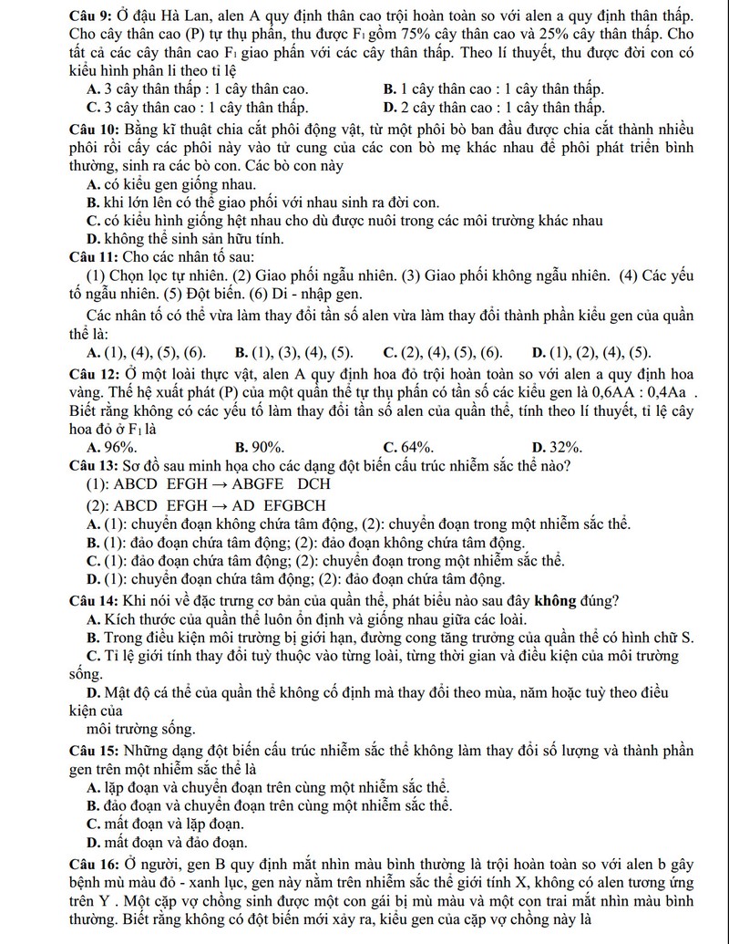 De thi thu THPT quoc gia 2015 mon Sinh hoc THPT Gia Vien A-Hinh-2