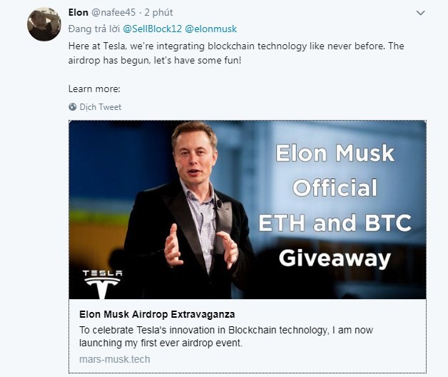 Mao danh Elon Musk de lua tang Bitcoin, Tesla Model 3