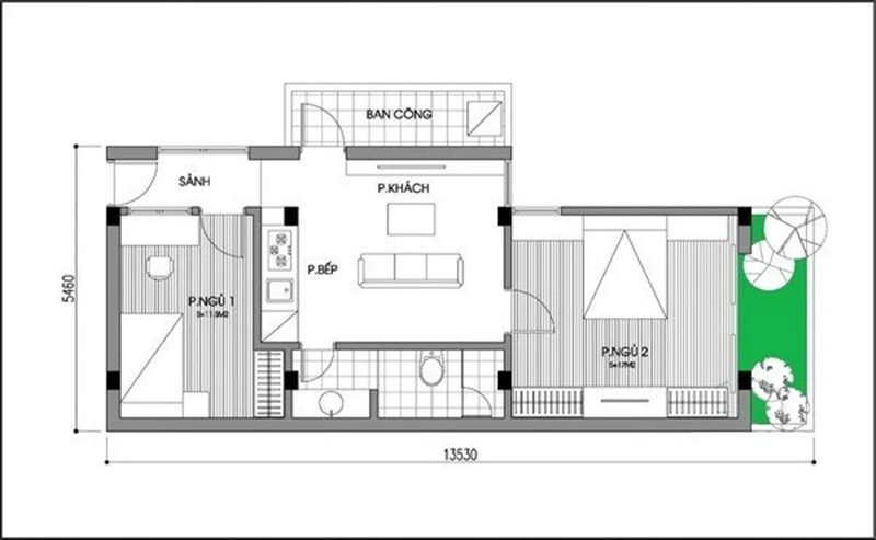 Tich hop va su dung noi that da nang trong can ho 60m2-Hinh-2