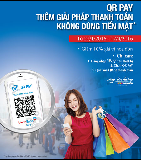 VietinBank them giai phap thanh toan khong dung tien mat qua QR PAY