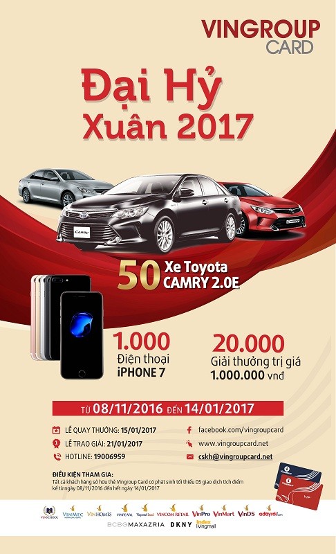 “Dai hy xuan 2017” Chuong trinh sieu khuyen mai cua Vingroup Card