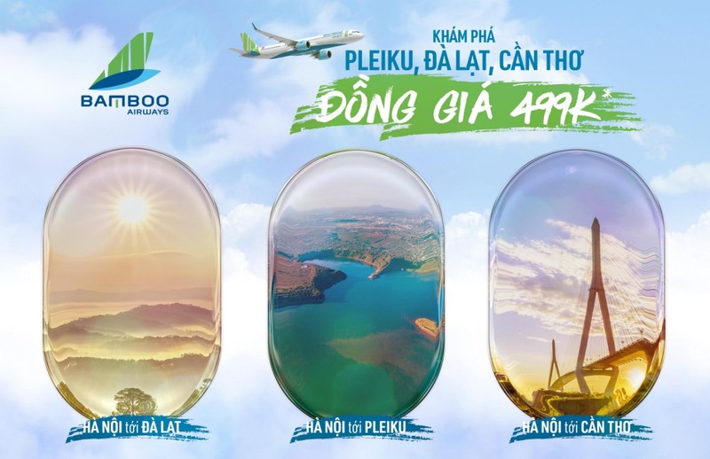 ﻿Bamboo Airways khai truong 3 duong bay, gia ve uu dai tu 499.000 dong﻿