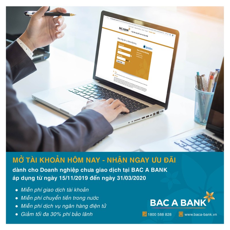 Bac A Bank uu dai doanh nghiep mo tai khoan tai ngan hang