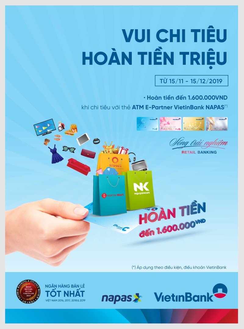 Hoan den 1,6 trieu dong cho chu the VietinBank E-Partner Napas