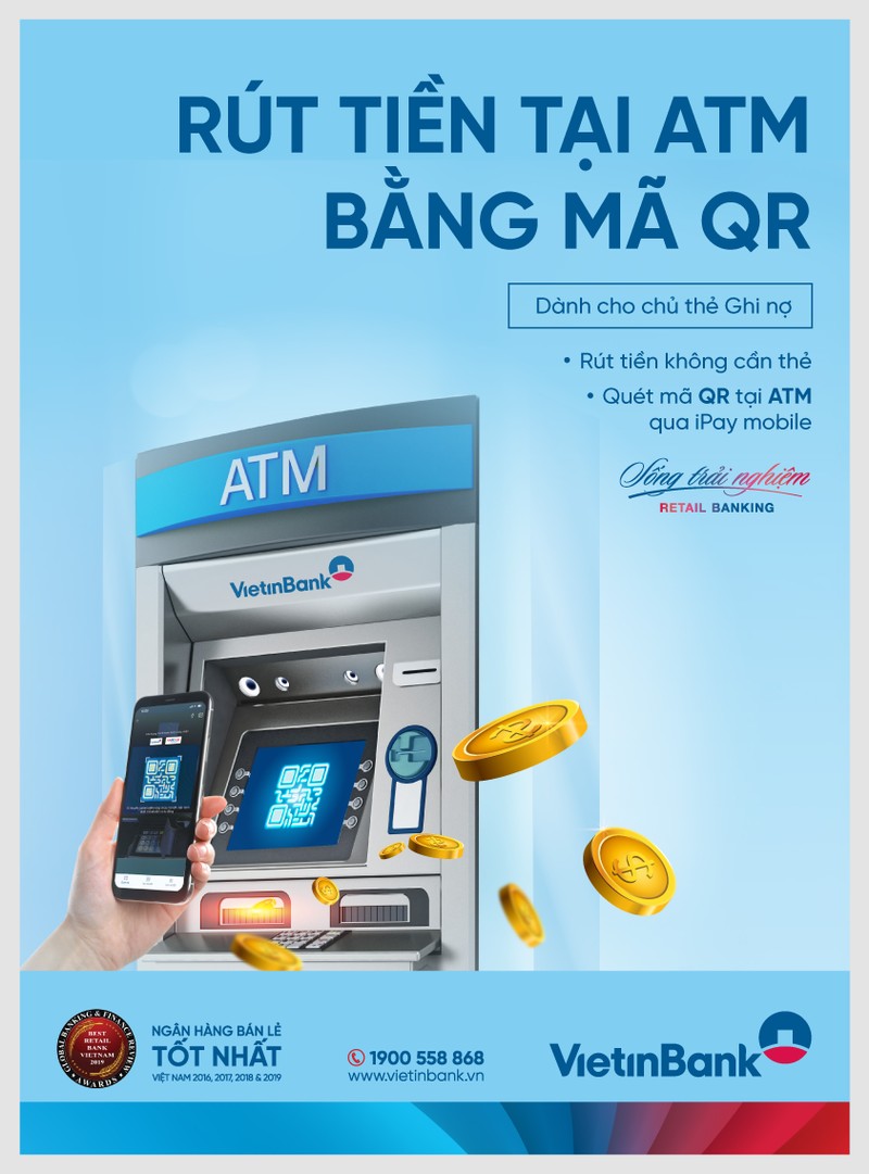 VietinBank trien khai rut tien bang ma QR tai ATM