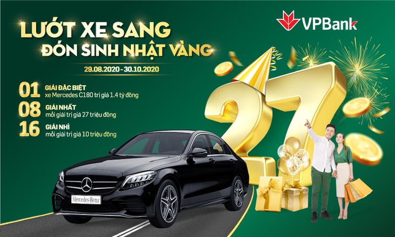 Trung ngay o to Mercedes khi tham gia dai tiec sinh nhat 27 tuoi cua VPBank