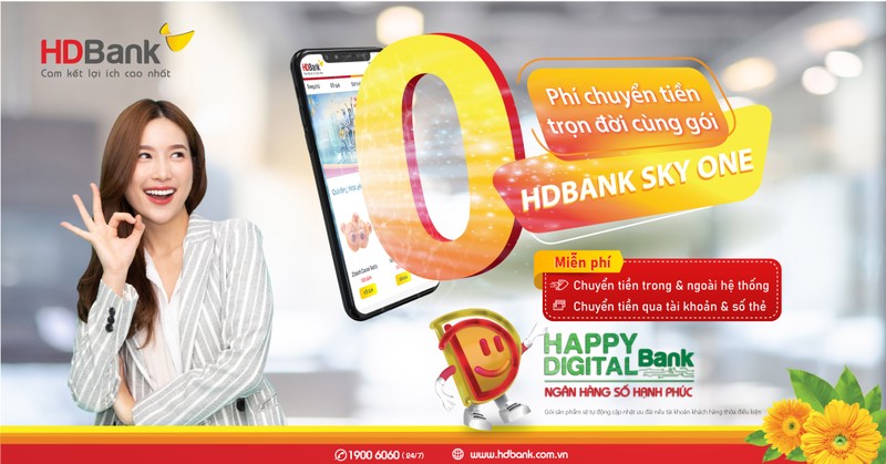 Mien phi chuyen tien khong gioi han cung goi HDBank Sky One