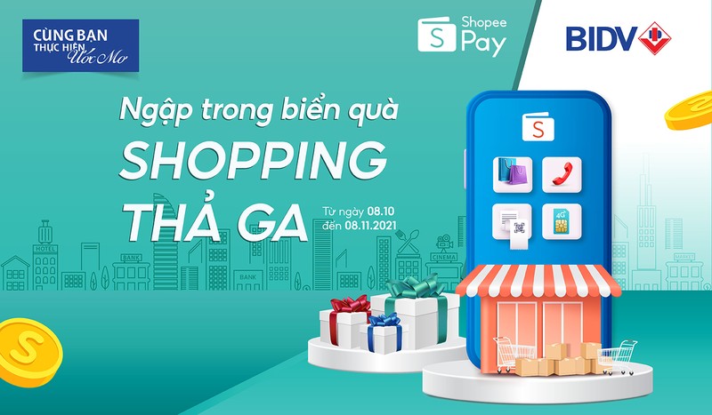 Ngap trong bien qua, shopping tha ga cung BIDV va ShopeePay