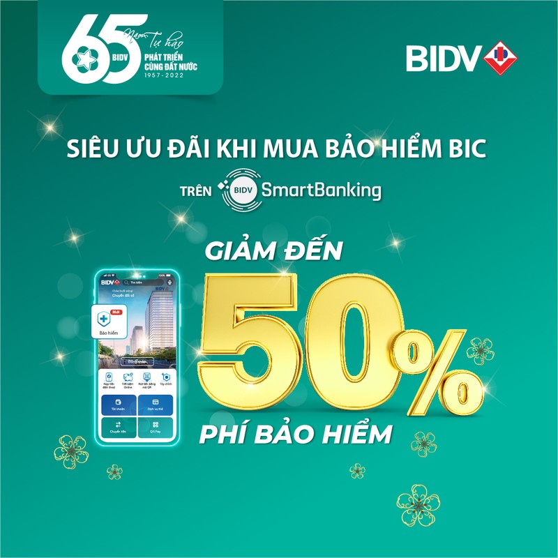 Uu dai toi 50% khi mua bao hiem BIC qua ung dung BIDV SmartBanking