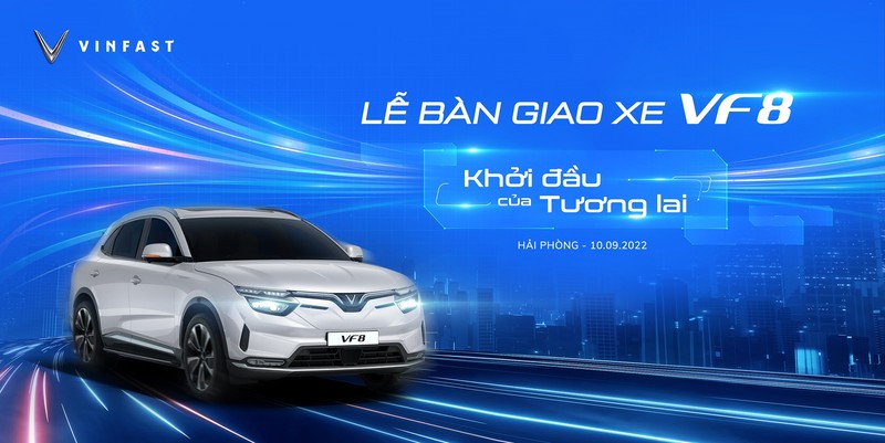 Le ban giao lo xe dien VF 8 dau tien se duoc phat truc tuyen toan cau