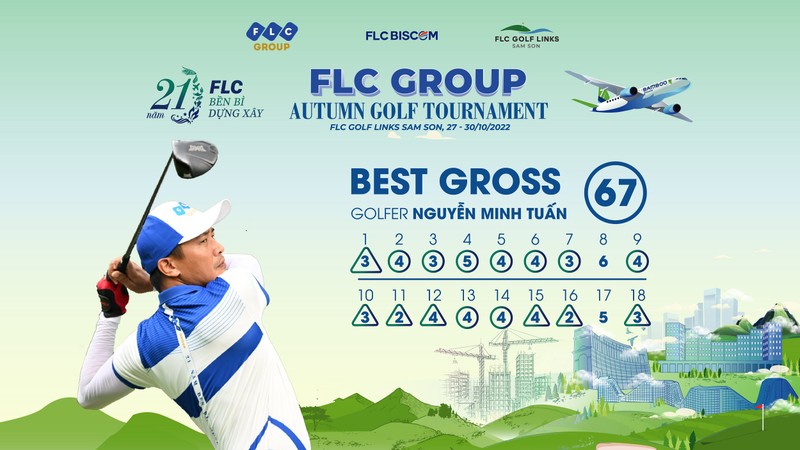 Golfer Nguyen Minh Tuan lap ky luc 67 gay, len ngoi vo dich FLC Group Autumn Golf Tournament