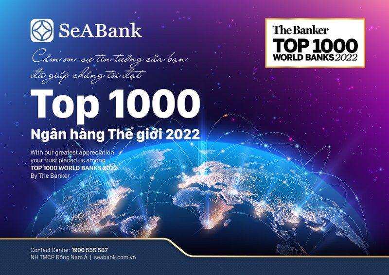 SeABank duoc The Banker xep hang trong “Top 1000 Ngan hang the gioi 2022”