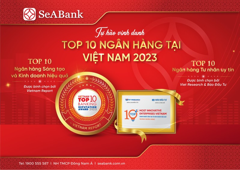 SeABank duoc vinh danh trong Top 10 Ngan hang tu nhan uy tin 2023