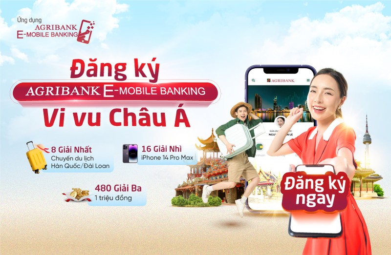 Dang ky Agribank E-Mobile Banking: Co hoi so huu iPhone 14 Pro Max va chuyen du lich Chau A mien phi