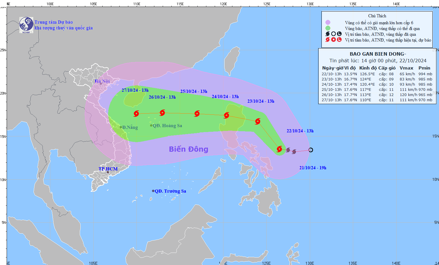 Bao Trami se di chuyen vao Bien Dong ngay 24/10