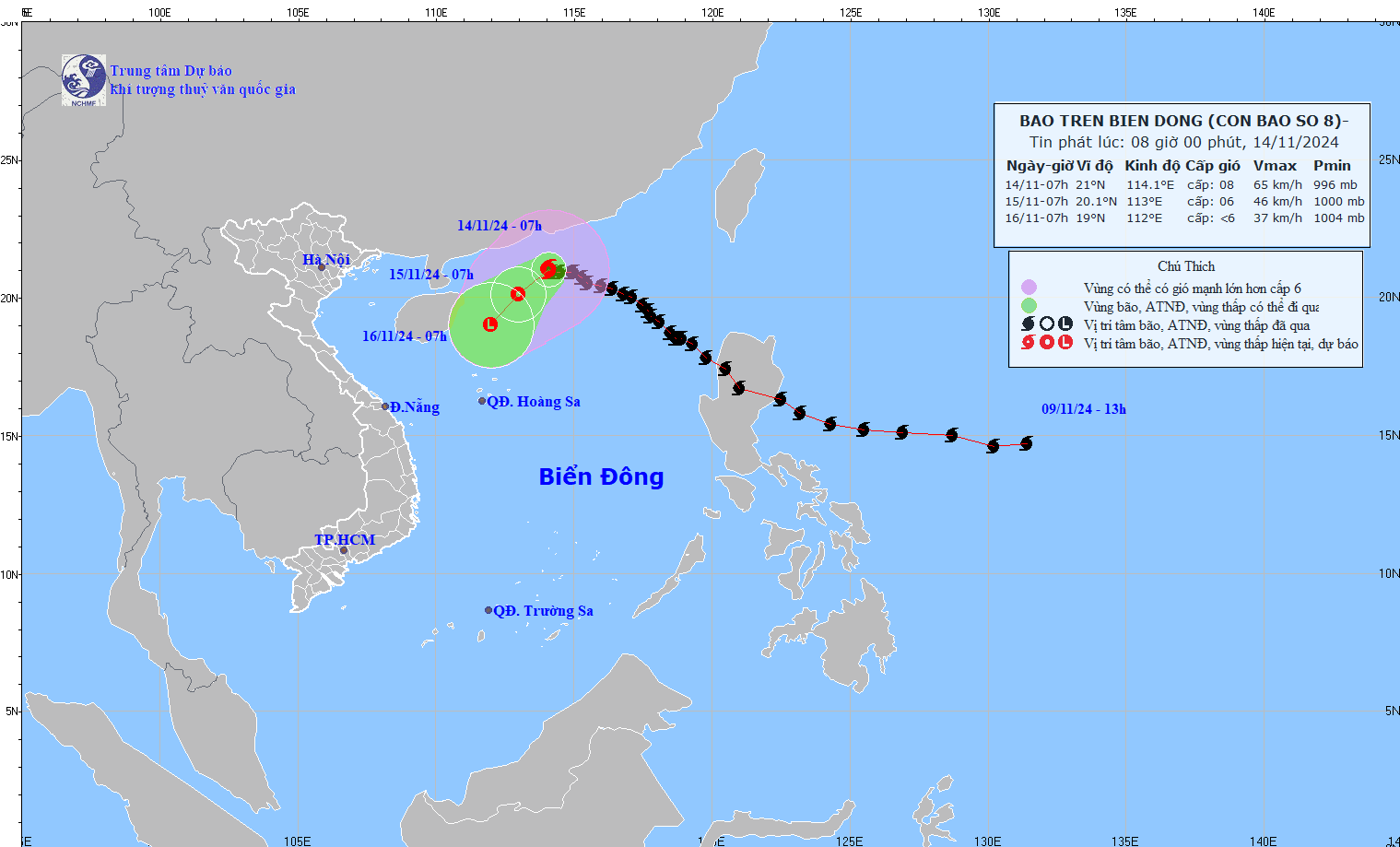 Bao so 8 tren vung bien phia Bac cua khu vuc Bac Bien Dong