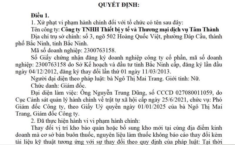 Công ty TNHH Thiết bị y tế và TMDV Tâm Thành bị xử phạt Cong ty TNHH Thiet bi y te va TMDV Tam Thanh bi xu phat