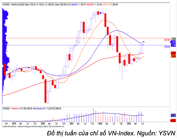 VN-Index co the bien dong 1.195 – 1.265 diem trong thang 8