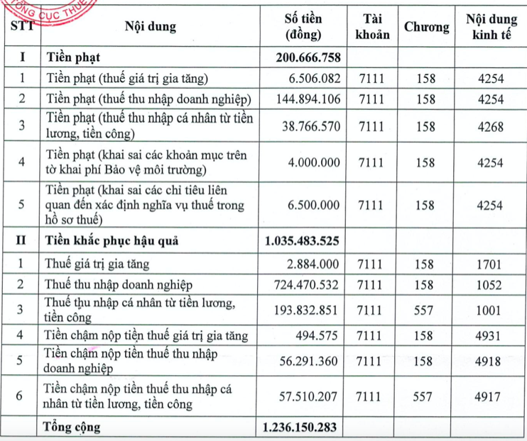 Sai pham thue, Than Mong Duong bi xu phat hon 1,2 ty dong