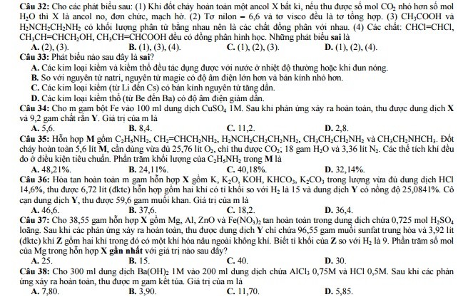 De thi thu THPT quoc gia 2015 mon Hoa truong THPT chuyen DH Vinh-Hinh-6