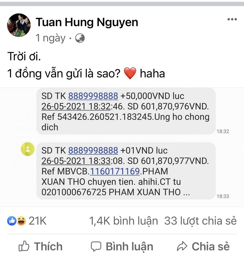 Ca si Tuan Hung “bat ngua” voi fan ung ho 1 dong chong dich