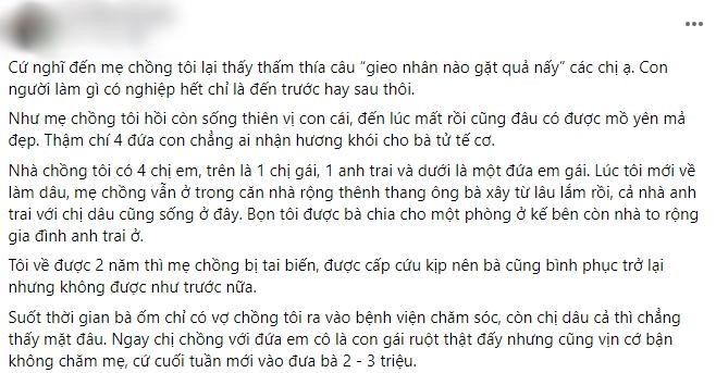 Me chong chia dat khong deu, luc mat khong ai thap nen huong