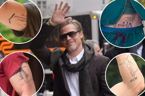 Nhieu hinh xam tren co the Brad Pitt lien quan den Angelina Jolie