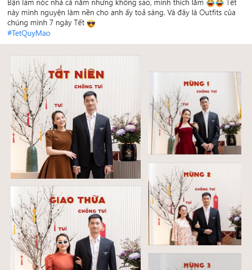 Bao Thanh goi y mac Tet, outfit 7 ngay cua chong la lam