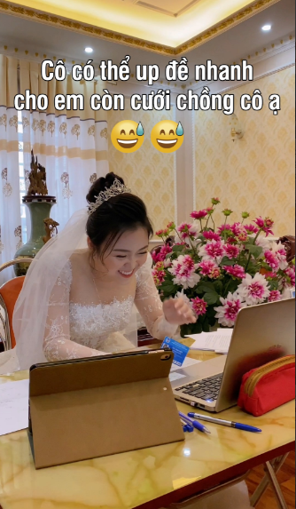 Khoanh khac hai huoc cua co dau vua chay dam cuoi, vua chay deadline