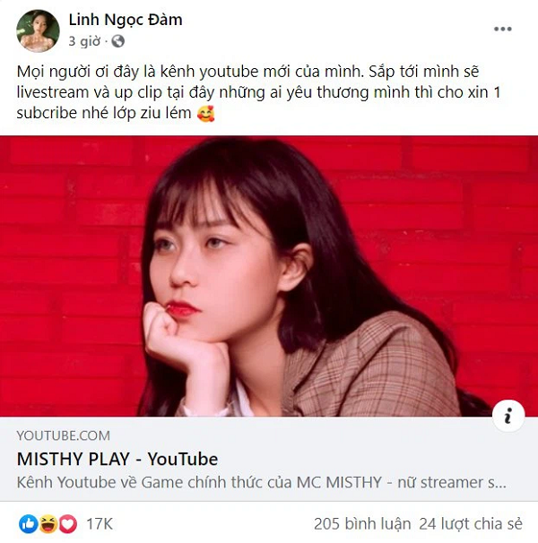 Misthy dung lam Youtube vi 