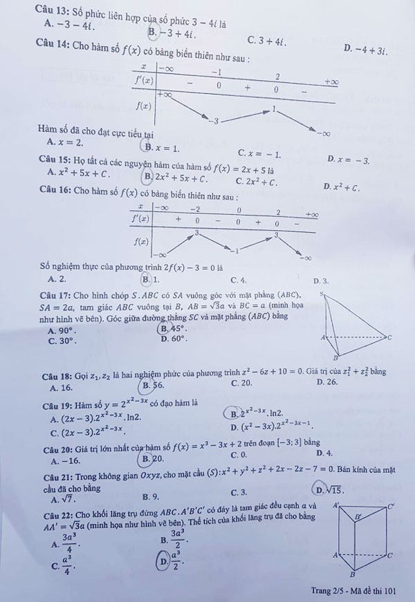 Dap an cac ma de thi mon Toan THPT quoc gia 2019-Hinh-3
