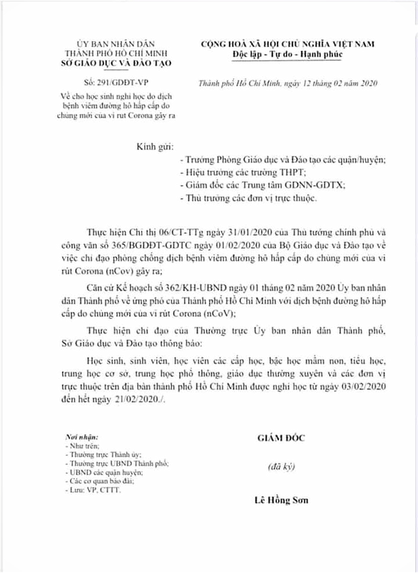 Gia mao van ban cho hoc sinh TP HCM nghi hoc den 21/2: Phat muc nao?