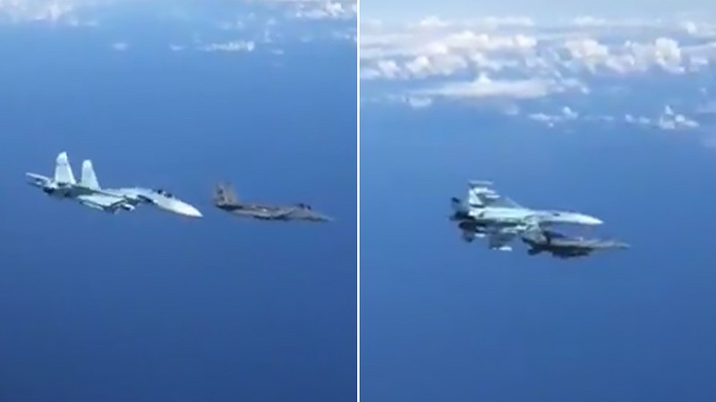 Su-27 nghieng minh ap sat, tiem kich NATO voi va thao chay
