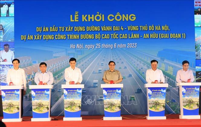 Thu tuong phat lenh khoi cong duong Vanh dai 4 - Vung Thu do va cao toc Cao Lanh - An Huu