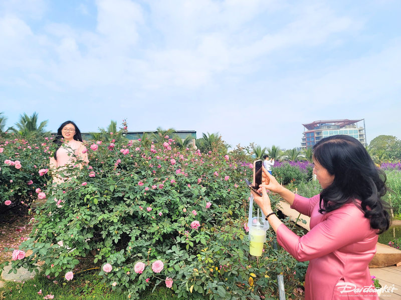 Thung lung hoa Ho Tay hut du khach 'check in' trong ngay Tet Duong lich-Hinh-11