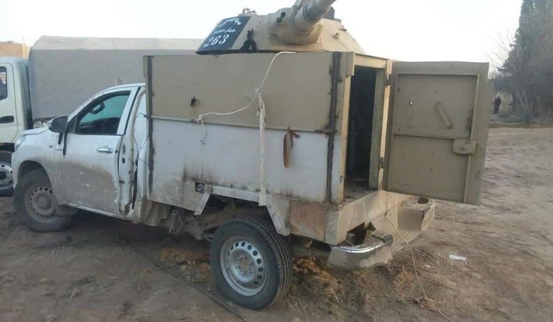 Chien truong Syria: Gan thap phao BMP-1 gan tren thung xe ban tai-Hinh-6
