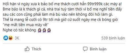 Nha gai thach cuoi 9 trieu, me chong xia xoi vi 'mat tien mua dau'