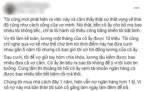 Moi thang vo cho me de 5 trieu, bieu bo me chong 1 dong cung tiec