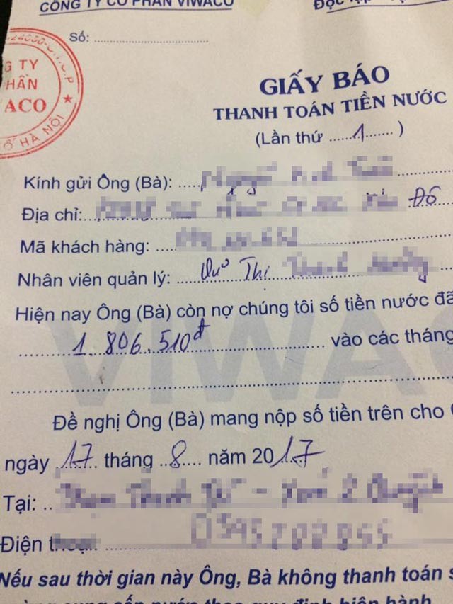 Ta hoa khi nhan hoa don tien nuoc tang dot bien len gan 2 trieu