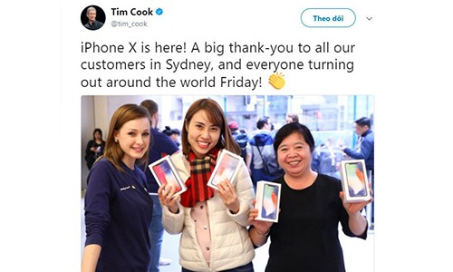 Co gai Viet bat ngo khi duoc CEO Apple dang anh mua iPhone X