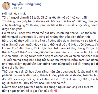Huong Giang bat ngo thua nhan co mot doi chong va con gai
