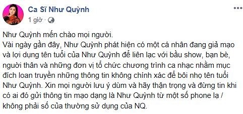 Ca si Nhu Quynh bi gia mao, 