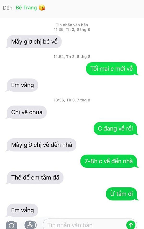 Chi em cung me khac cha, hon nhau 14 tuoi ma nhan tin voi nhau ngot lim