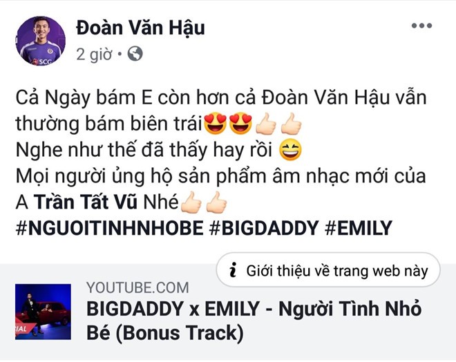 Fan goi ten Doan Van Hau khi nghe bai hat moi cua vo chong Big Daddy
